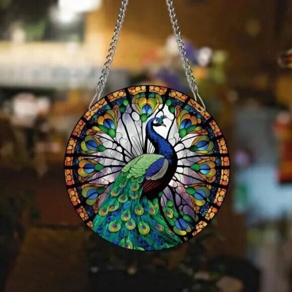 Vibrant Peacock Window Hanging Acrylic Suncatcher - Picture 7 of 14